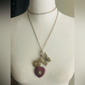 White House Black Market heart pendant butterfly necklace NWOT